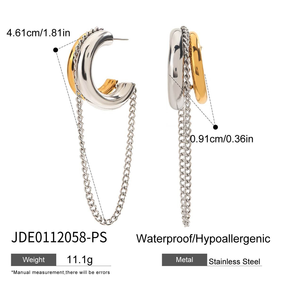 European And American Ins Titanium Steel Gold And Silver Color Matching Tassel Lines Simple Fashion Non-fading Earrings