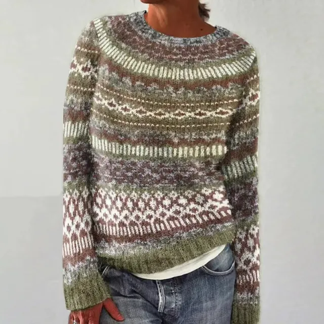 Women's Round Neck Multicolor Loose Fashion Pullover Sweater 9172 Style - Shop at LoveMi