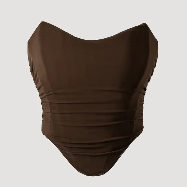 Brown Shapewear Fishbone Bustier With A Sexy High Waist Brown - Shop at LoveMi