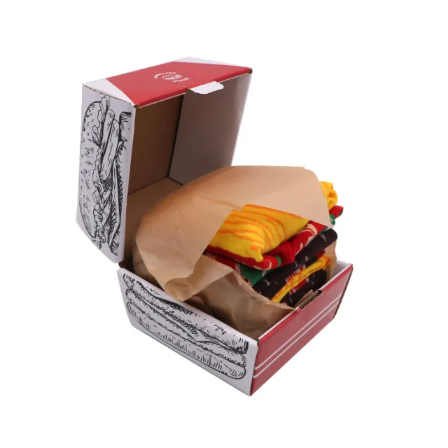 Christmas Creative Hamburger Socks Party Socks Gift Hamburger Box - Shop at LoveMi