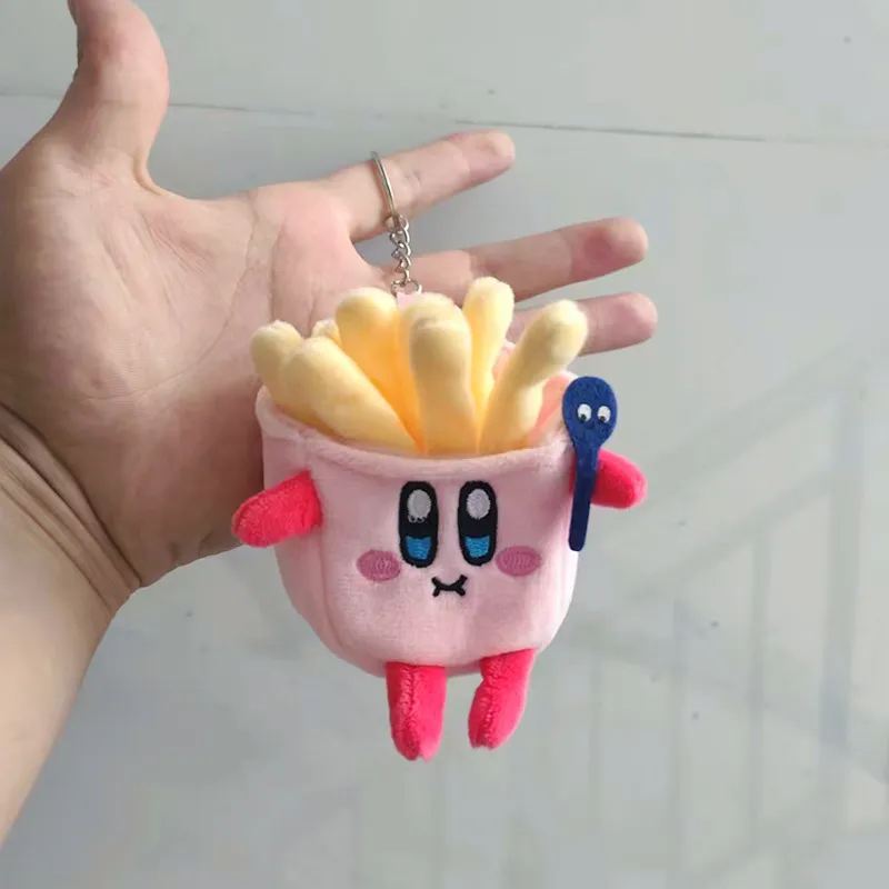 Cartoon Plush Hamburger Fries Hot Dog Chicken Leg Keychain Doll Pendant - Key Ring Pink Fries