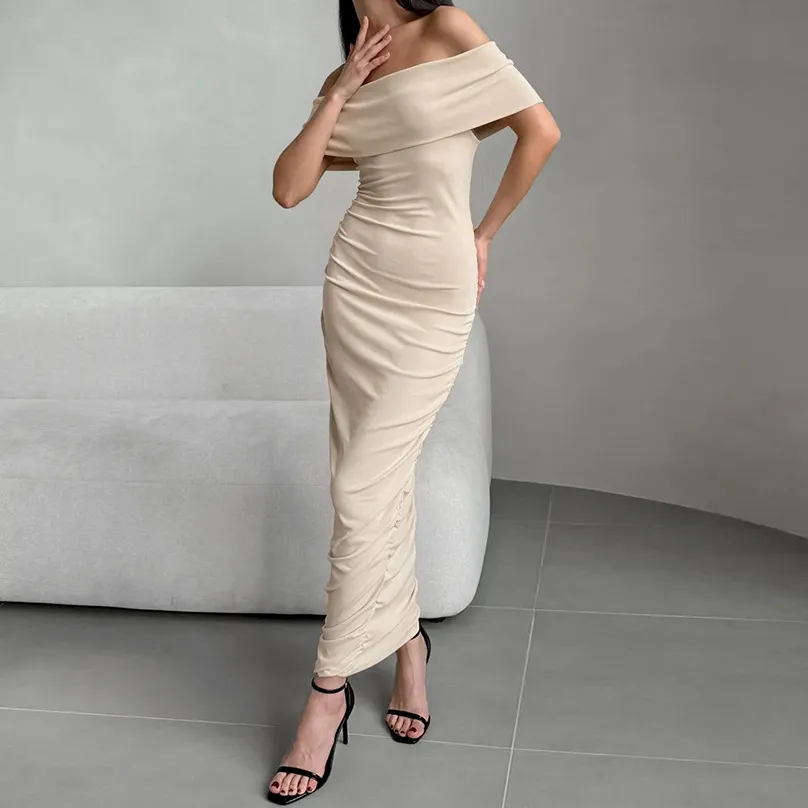 Warm Thermal Fleece Base-layer Tight-fitting Hip-hugging Long Skirt - Khaki