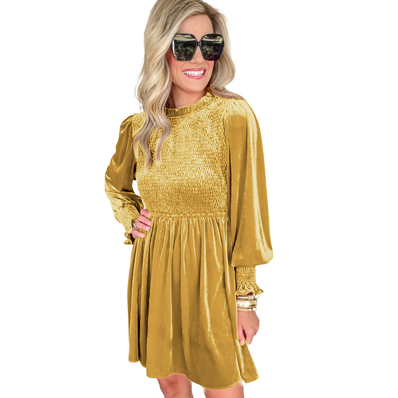 Velvet Smocking Long Sleeve Dress, picture 11 of 11