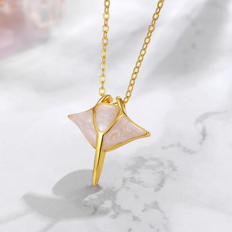 Womens Nautical-Style Manta Ray Pendant Necklace