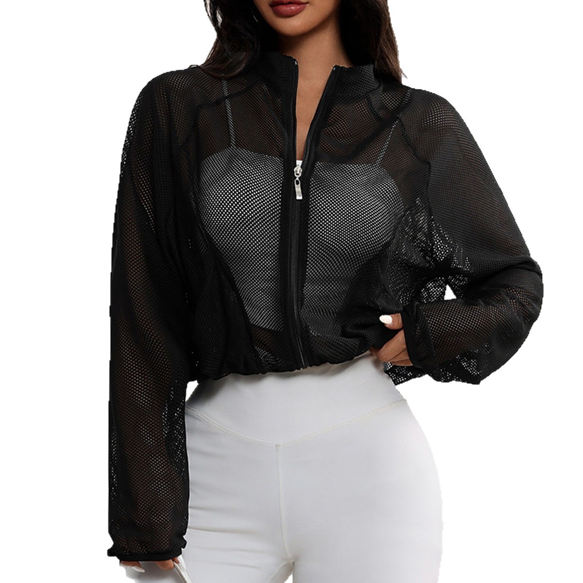 Yoga Jacket Mesh Sports Top Breathable