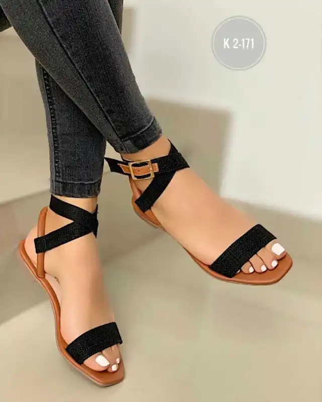 Women's Large Size Flat Bottom Casual Sandals Black - Shop at LoveMi