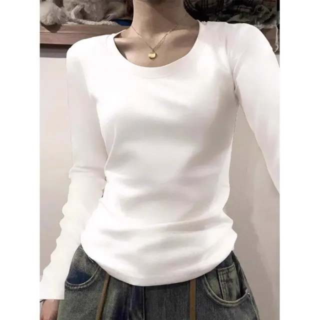 Solid Color Simple T shirt Women's Top White - Shop at LoveMi