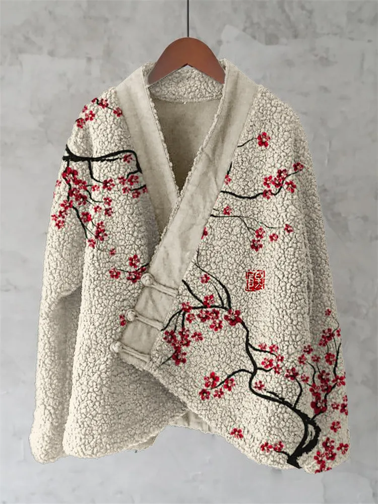 Womens Printed Kimono Cardigan Fleece Jacket Fashionable Womens Outerwear - Jlhf Xh100120-L