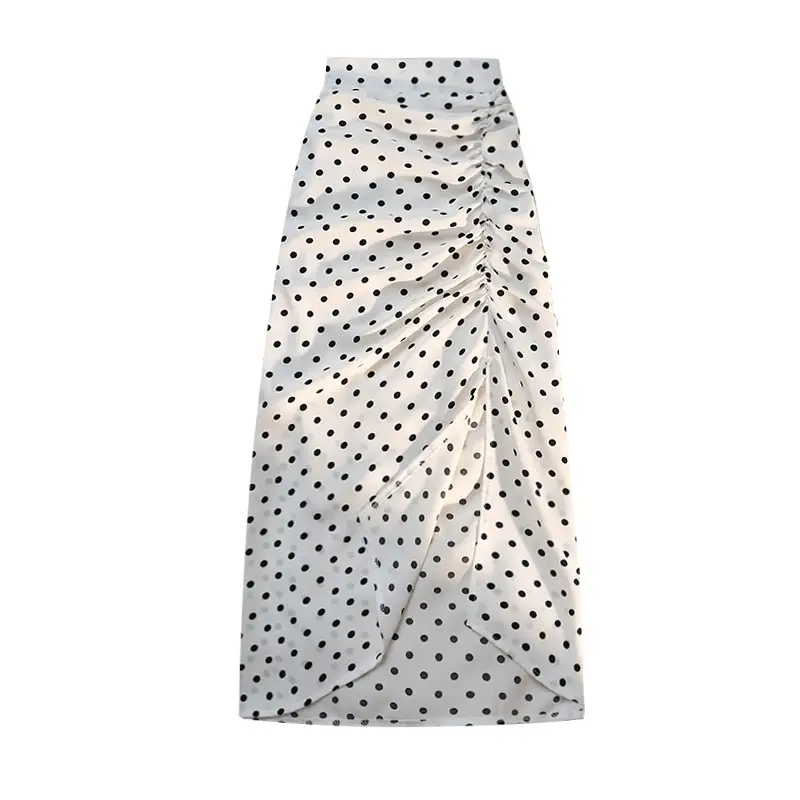 Women's Fashion Mid-Length Polka-Dot Chiffon Skirt