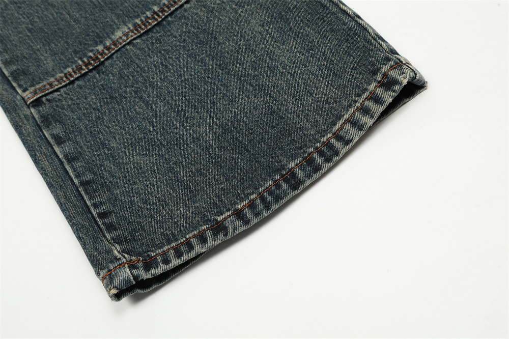 Washed Wear-white Straight-leg Wide-leg Pants Male