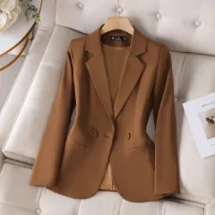 Small Slim Fit Waist Professional Casual Suit Top - Coffee Colour - View 1