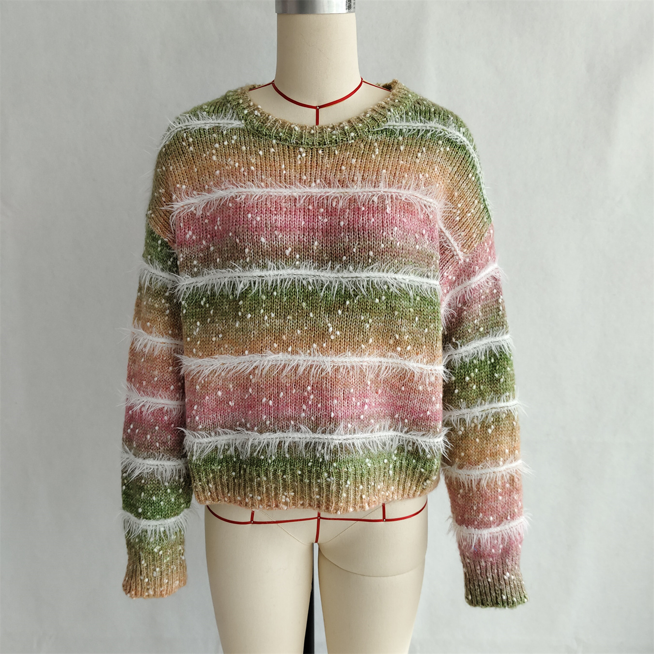 Striped Rainbow Pullover Gradient Cute Round Neck Sweater