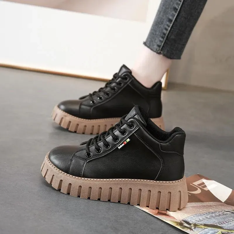 Women's Fashion All-matching Platform Shoes - Black