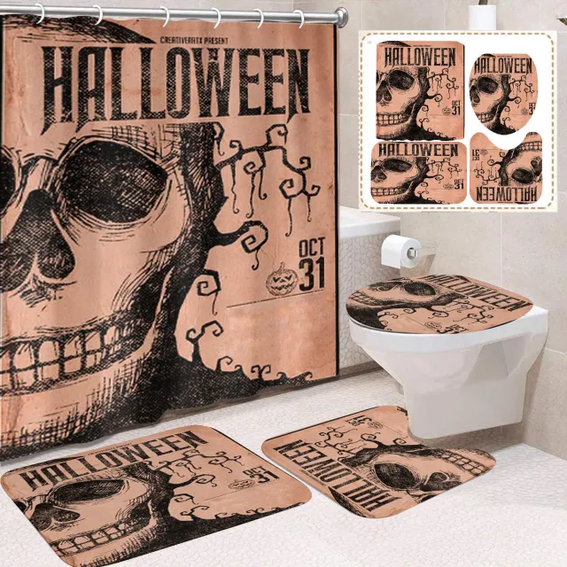 Horror Blood Skull Digital Printing Bathroom Curtain 59Style - Shop at LoveMi