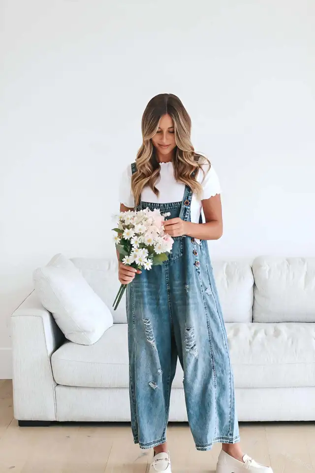Suspender Jeans for Women, One Piece Denim Overalls, Everyday, Short Blue - Shop at LoveMi