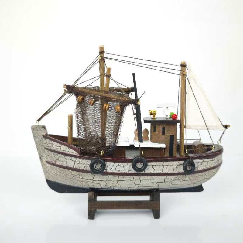 Wooden Fishing Boat Model Ornament