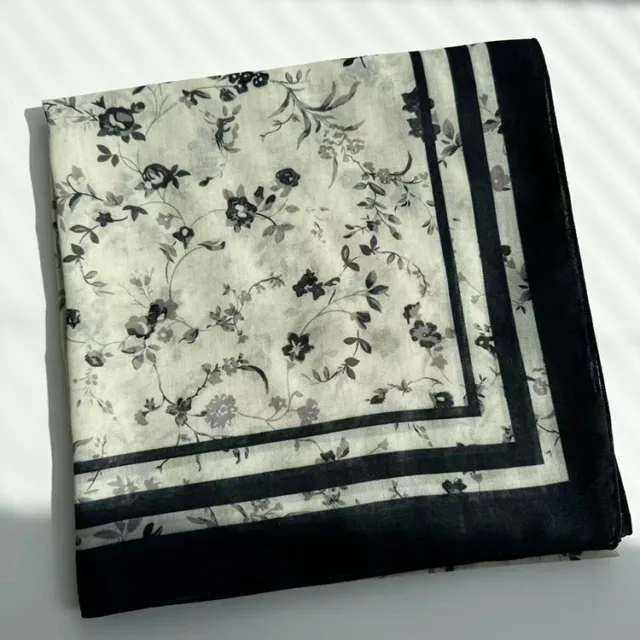 Classic Small Flower Digital Printing Scarf Black - Shop at LoveMi