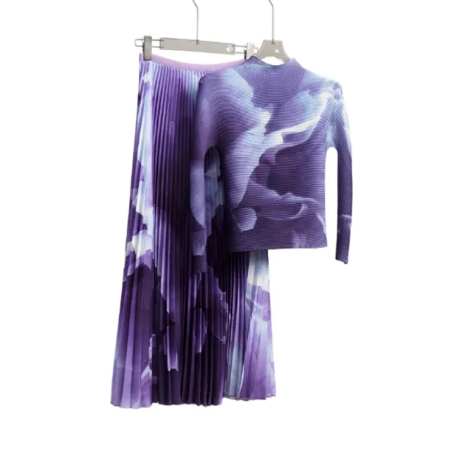 Fashion Gradient Rendering Long Sleeve T shirt Purple - Shop at LoveMi