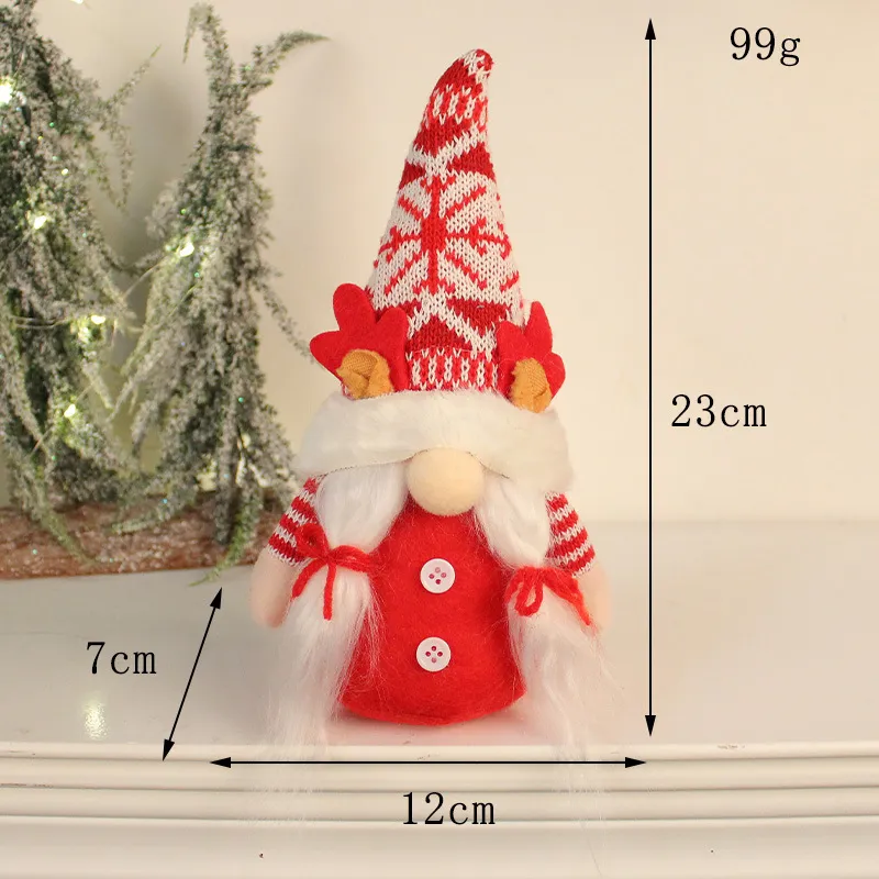 New Snowflake Antlers Doll Nordic Knitted Faceless Doll Christmas Decorations - Q129 Braid Doll