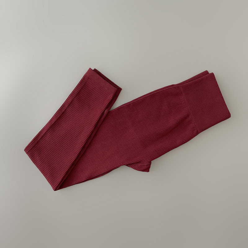 New Leggings Outer Wear Spring And Summer Women's Clothing Solid Color Stretch Tight Sports Pants Yoga Fitness Thread Trousers Wine - Shop at LoveMi