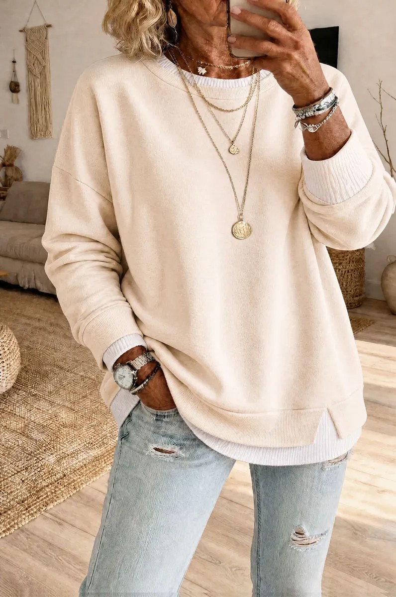 Sweat Femme effet deux pièces Bicolore originale – 6 Tailles – boutique mode femme homme Dropvet