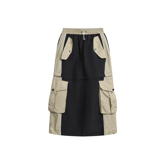 Women's American style Retro Patchwork Long Dress Khaki - Shop at LoveMi