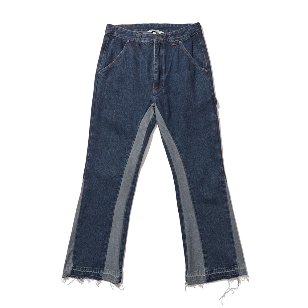 Stitching Edging Washed Slightly Flared Jeans Men's