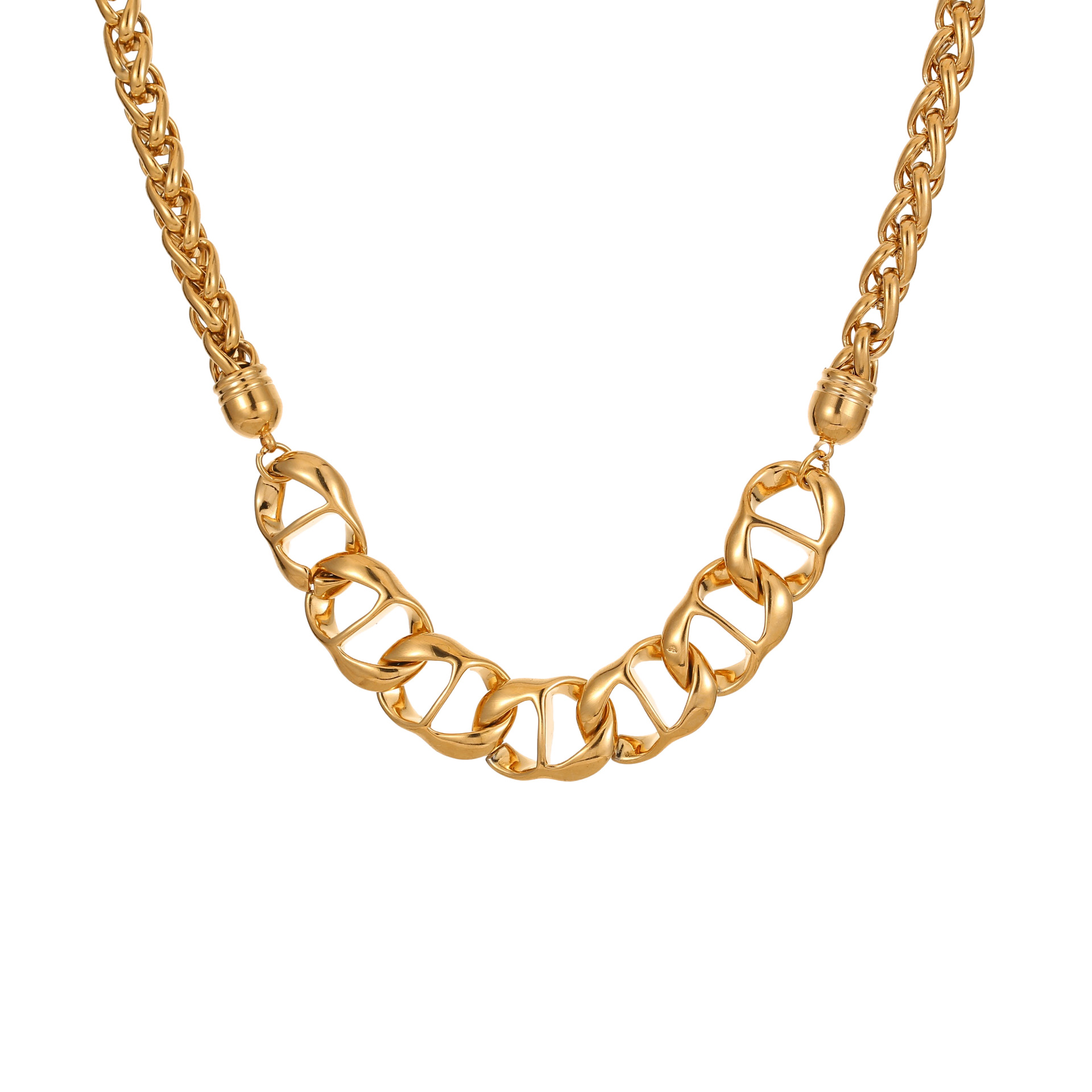 Collier en acier inoxydable, plaqué or, ne se décolore pas, assorti à tout
