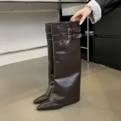 Temperament Wild Sleeve Fashion Boots - Brown - View 1