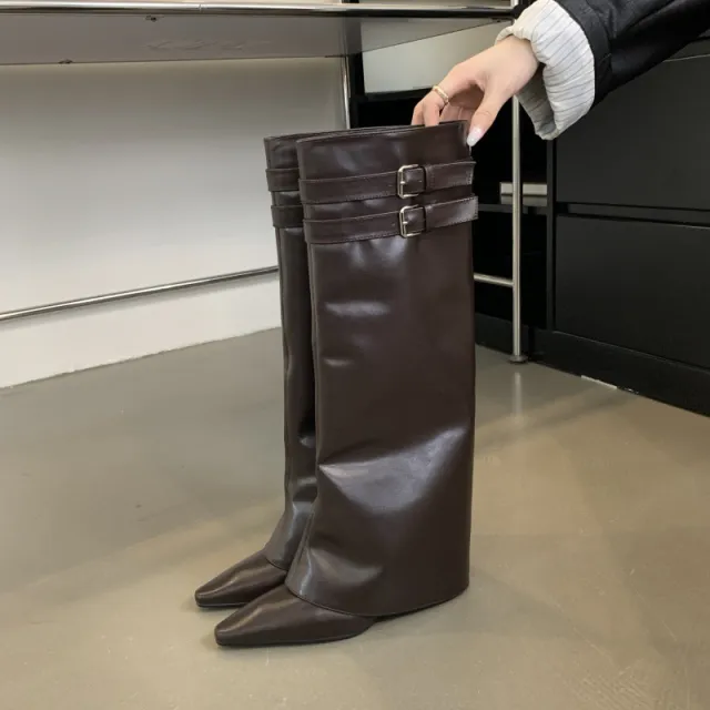 Temperament Wild Sleeve Fashion Boots Brown - Shop at LoveMi