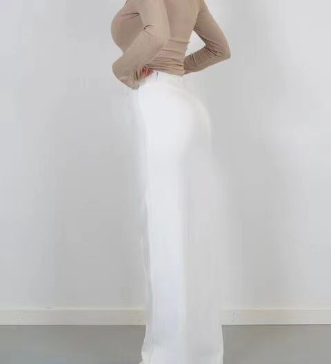 Solid Color Simple Fashion Commuter Business Casual Pants White - Shop at LoveMi