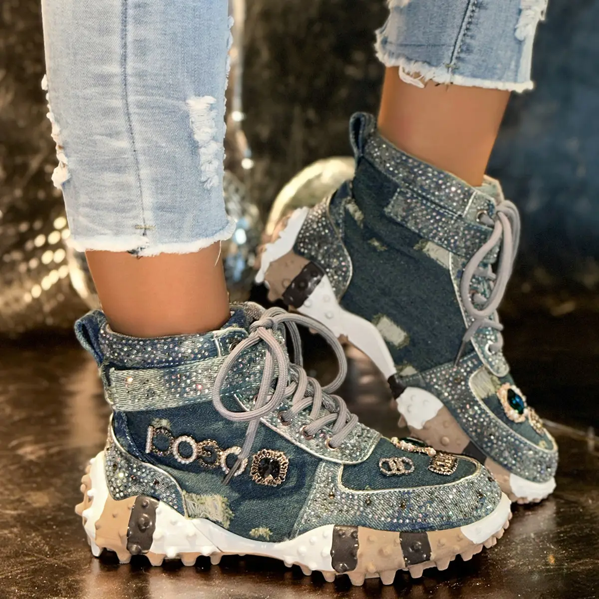 Eye-catching Sneakers Breathable Loafers Thick-soled Casual Mesh Shoes
