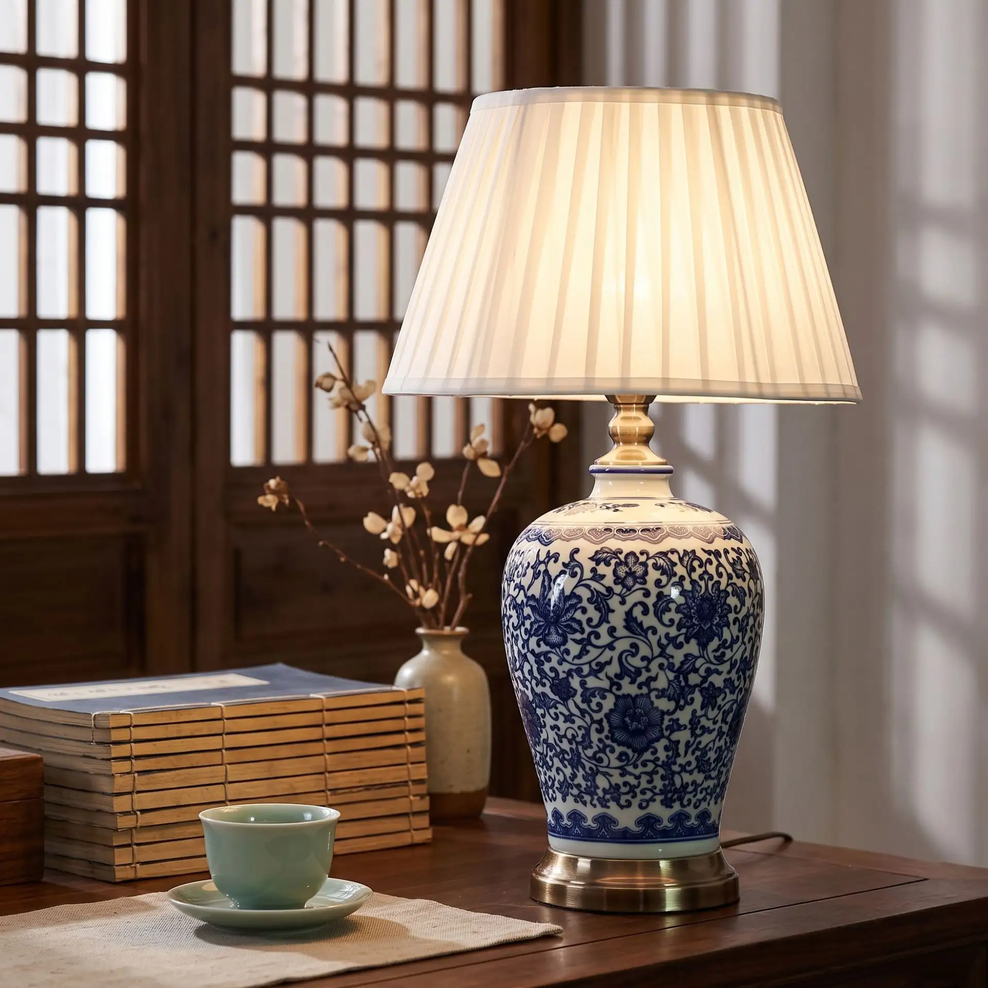 Blue-and-white Plum Vase Ceramic Retro Living Room
