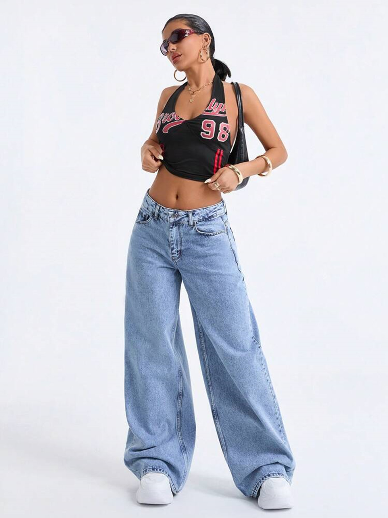New Washed Stir-fried Snowflake Loose Wide-leg Denim Jeans For Women product photo 10 of 10