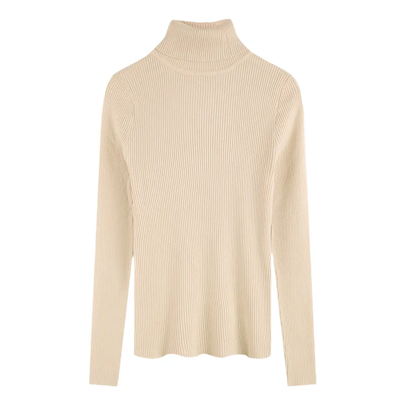 Thickening Inner Wear Skinny Versatile Long Sleeve Thermal Turtleneck Sweater For Women - Apricot