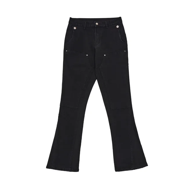 Washed Slightly White Fashion Brand American Jeans Edging Slightly Flared Black - Shop at LoveMi
