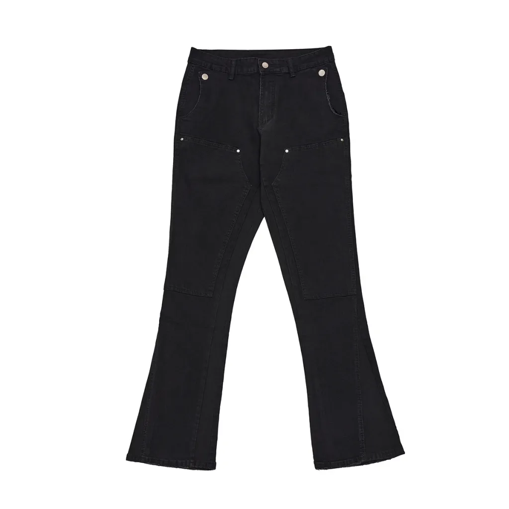 Washed Slightly White Fashion Brand American Jeans Edging Slightly Flared - Black
