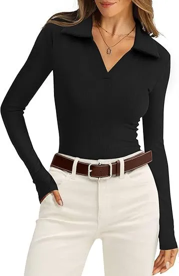 V neck Rib Knit Sweater Slim Fit Fallwinter Top Black - Shop at LoveMi