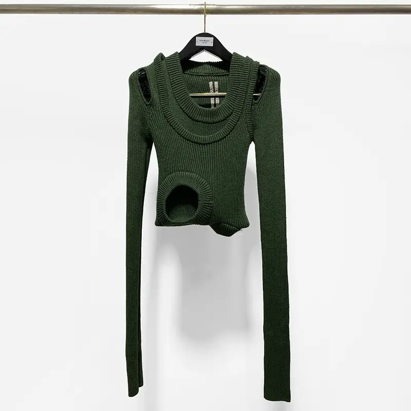 Autumn And Winter Thickening Irregular Rib-knit Cuff One-piece Knitted Sweater