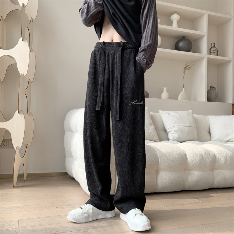 Men's Pleated Casual Draping Ice Silk Cool Quick-drying Loose-fitting Wide-leg Trousers