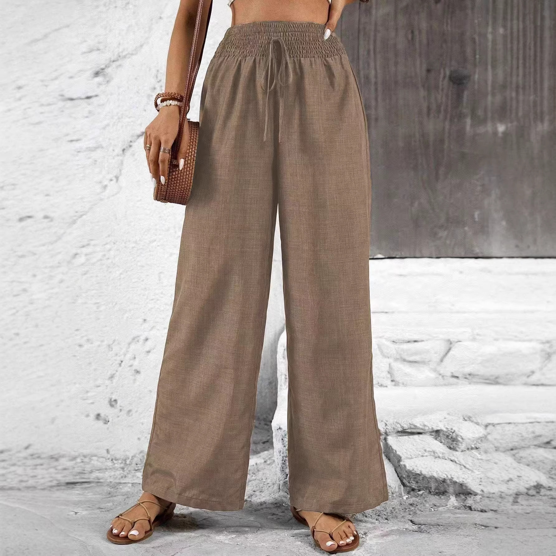 Straight-leg Vintage High-waisted Versatile Elegant Slimming Trousers
