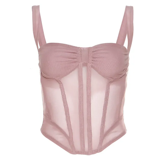 Fashion Suspenders Mesh See through Slim Fit Inner Wear Vest Purple - Shop at LoveMi