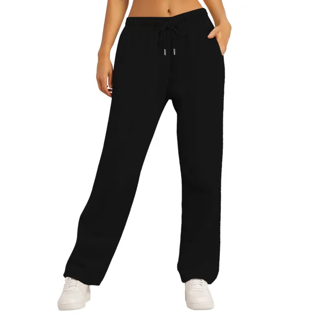 Women's Casual Loose Solid Color Sweatpants Black - Shop at LoveMi