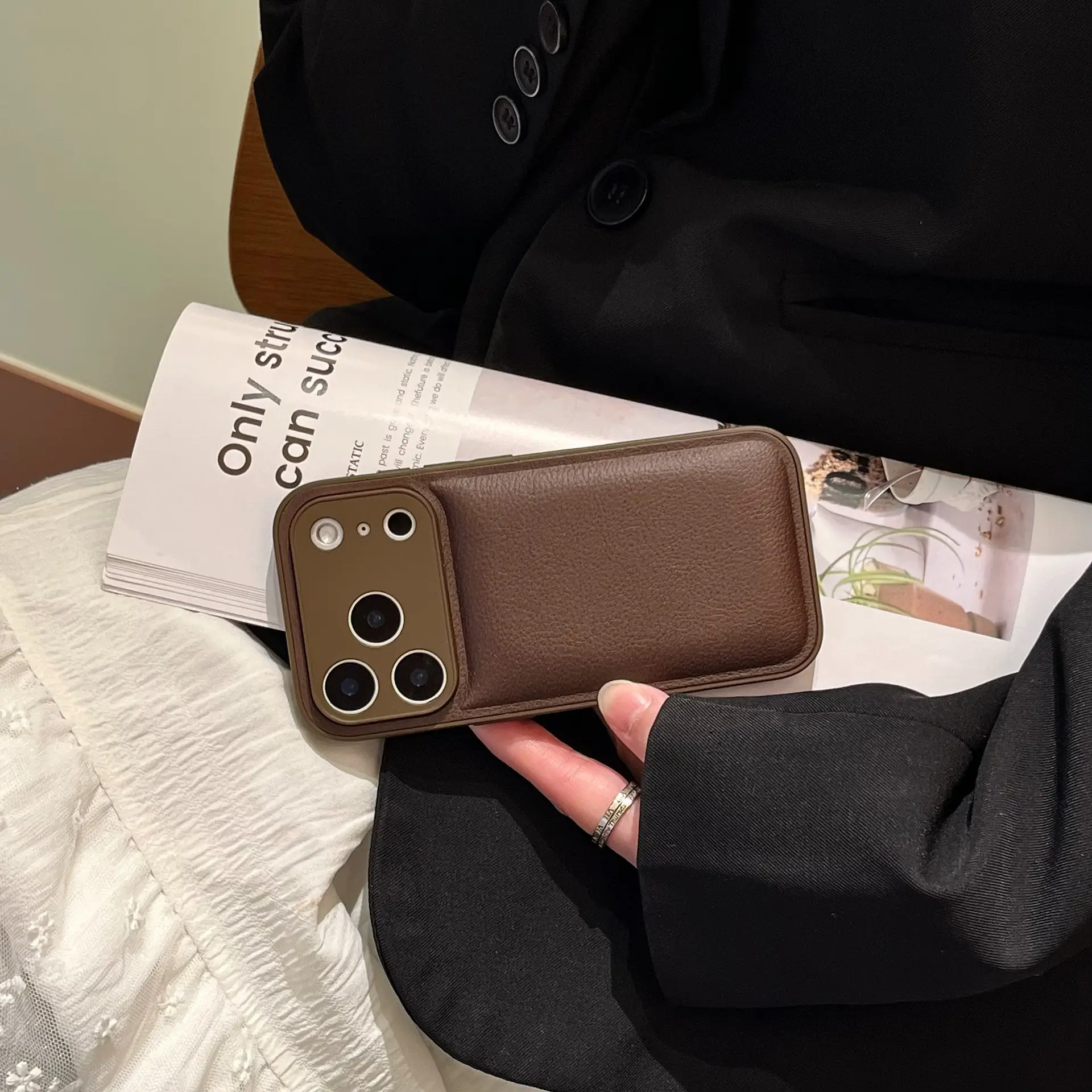 Autumn And Winter Soft Litchi Grain Leather Suitable Phone Case