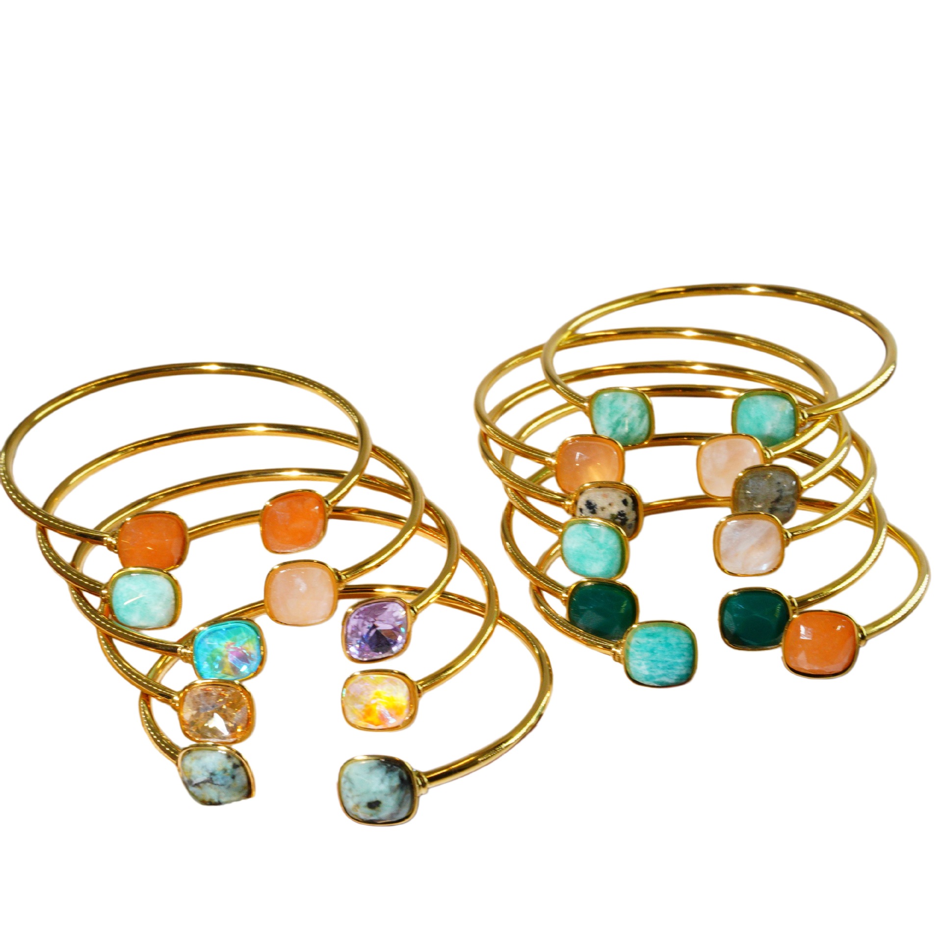 Stainless Steel Bracelet With Two Gemstone Inlays