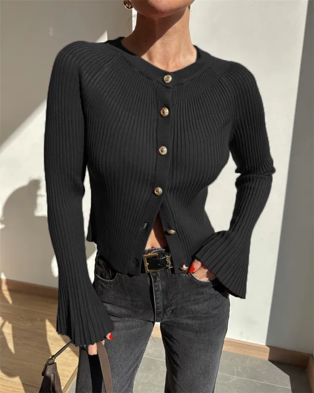 Women's Long sleeved Sweater Solid Color Base Thread Top Black - Shop at LoveMi