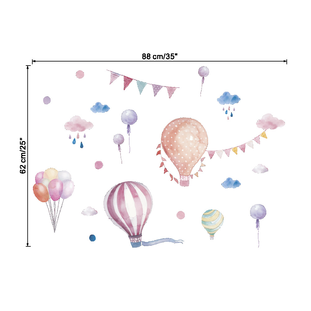 Title 1, Hot air balloon wall stickers girl style decora...