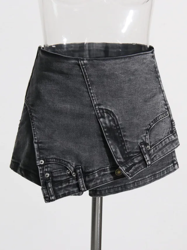 Personalized Women's Denim Stitching Shorts Gray - Shop at LoveMi