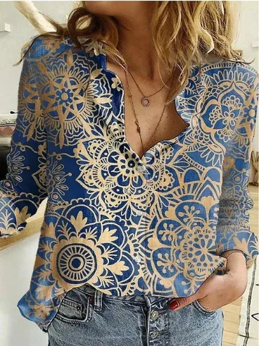 Women's Printed Casual Long Sleeve Shirt Style 28 - Shop at LoveMi
