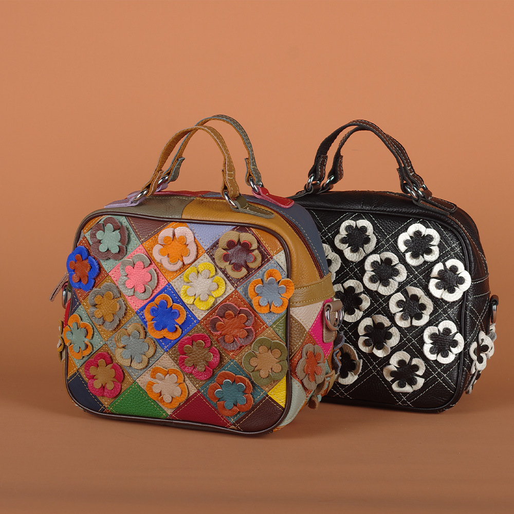Genuine Leather Handbag Crossbody Bag Handcrafted Patchwork